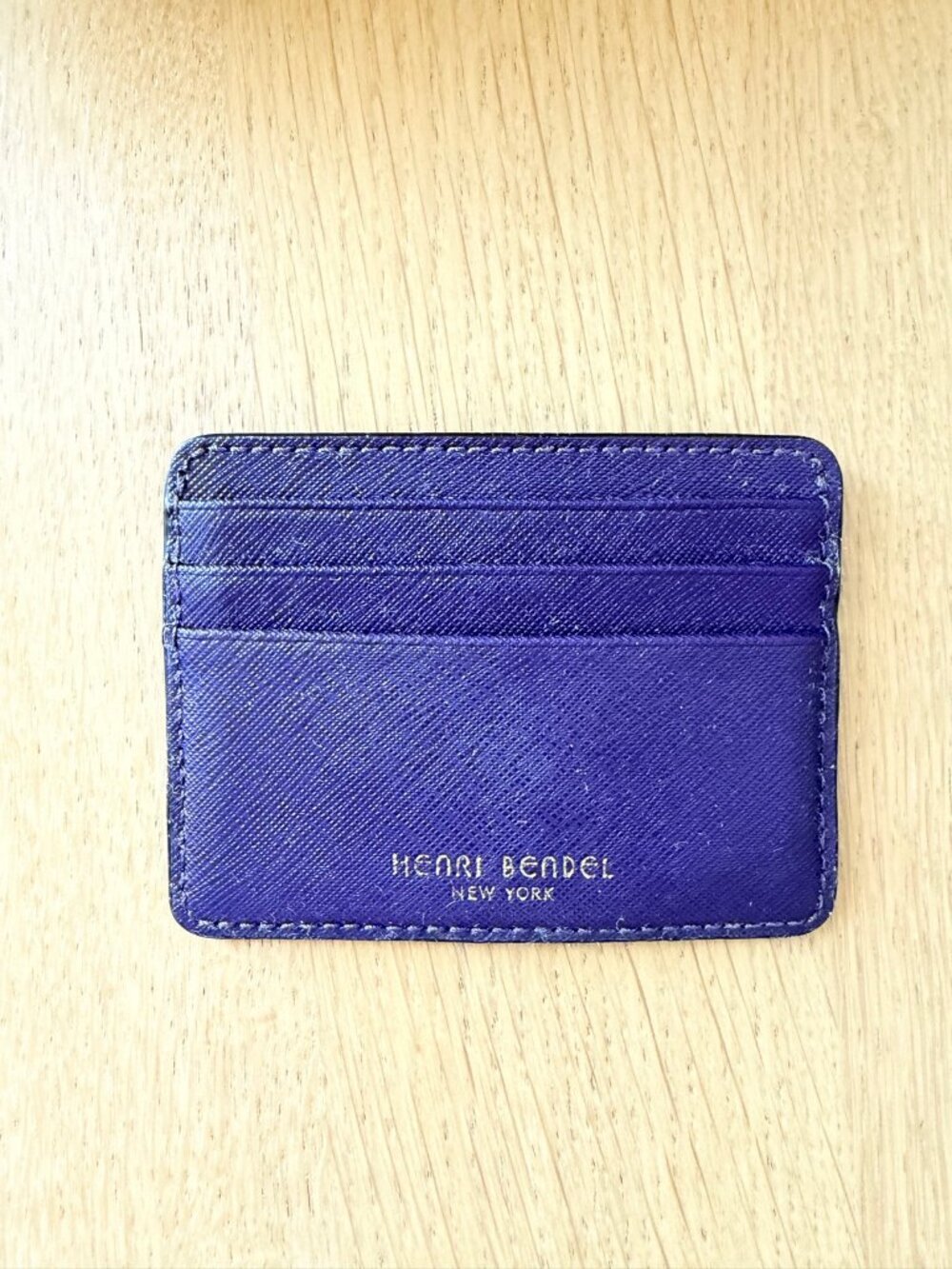 Henri Bendel Card Case, Purple Saffiano Leather, Slim Card Holder